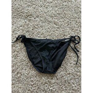 Wet-seal Womens Black Soild Side Tie Ruched Back Size Small Swim Bottom